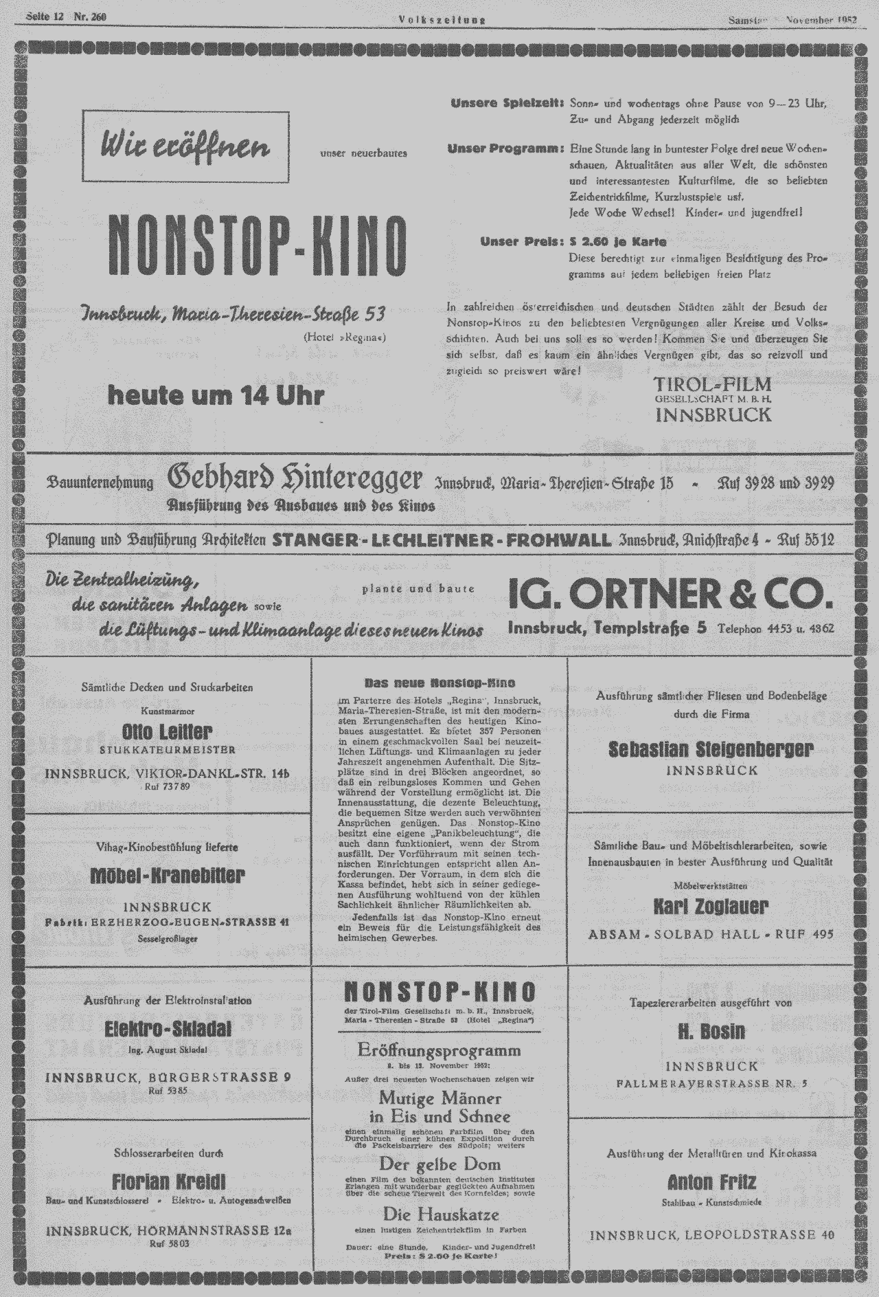 1952 11 08 Nonstop-Kino